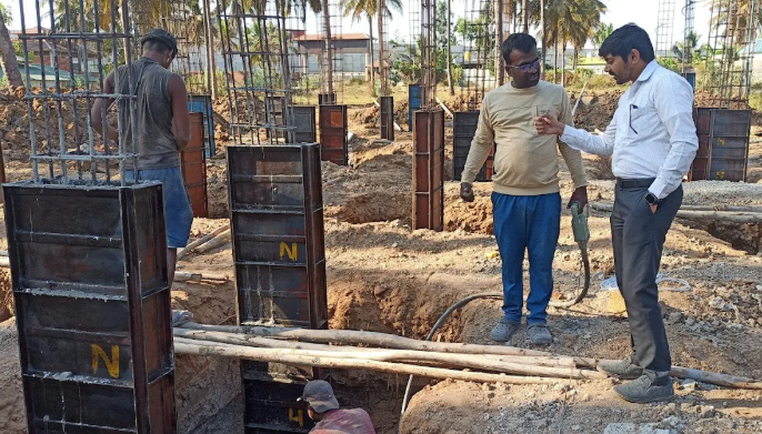 Construction foundation and pillar work
